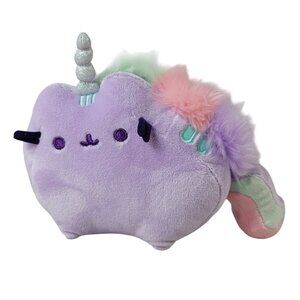 Gund Pusheen Plush Purple 8" Cat Silver Horn Sound Stuffed Pusheenicorn Rainbow